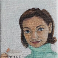 Thee - 2010 - olieverf op canvas op hout - 5x7,5 cm